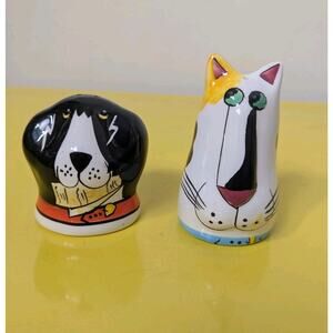 Catzilla Dogzilla Salt & Pepper Shaker Set 2000 Candace Reiter Design VTG